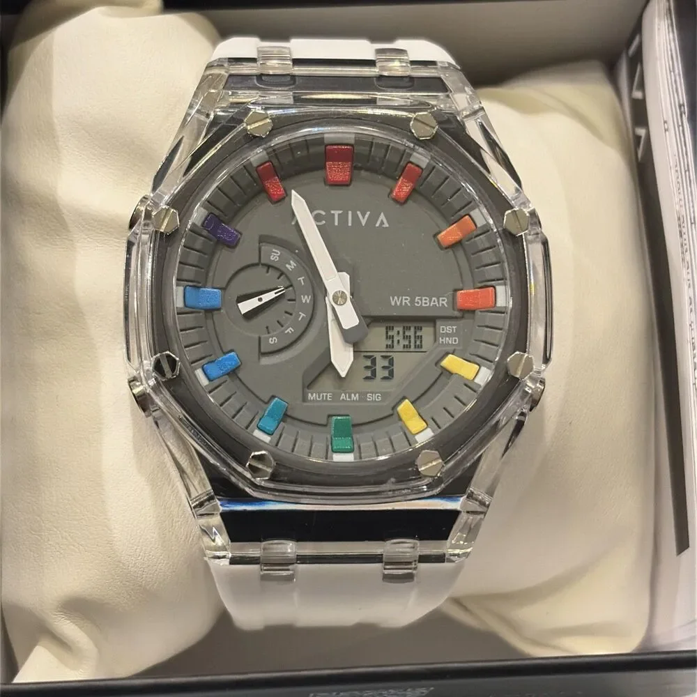 Activa Kaleido X Invicta Men's Digital Watch - 44.2mm, White Grey ACW2100-003